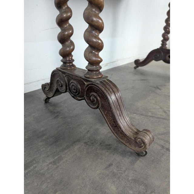 19th Century Louis XIII Walnut Writing Table with Twisted Legs and Two Drawers, 1800s For Sale - Image 5 of 10