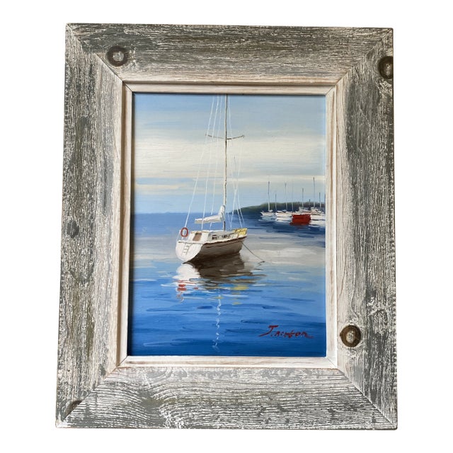 1970s Nautical Seascape Painting, Framed For Sale