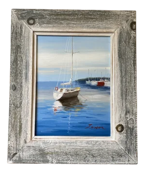 1970s Nautical Seascape Painting, Framed