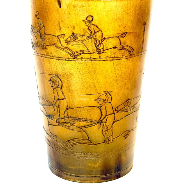 Bone English Georgian Sporting Cow Horn Beaker, Continuous Steeplechase Race For Sale - Image 7 of 13