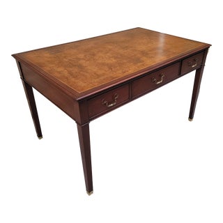 Mid 20th Century Baker Furniture Leather Top Partner Writing Desk For Sale