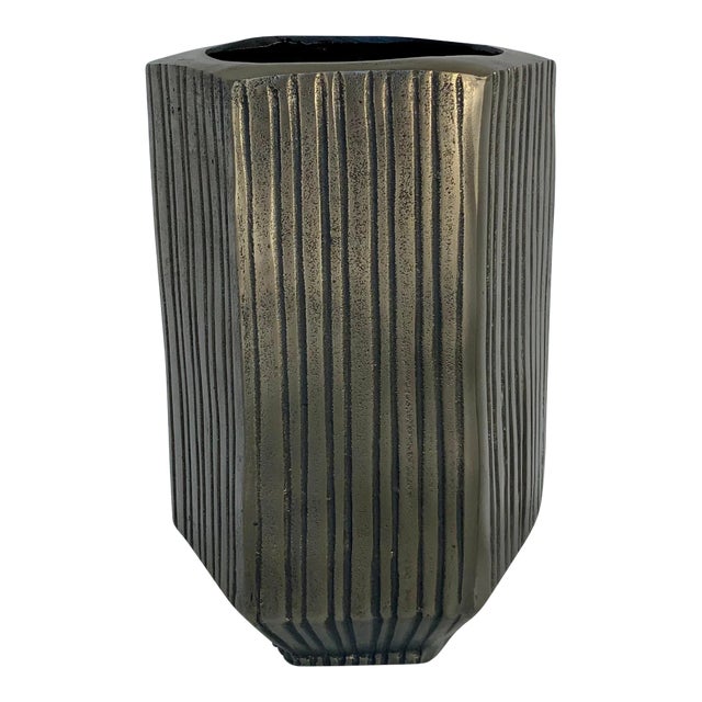 Currey & Co. Modern Silver Finished Large Bavi Vase For Sale