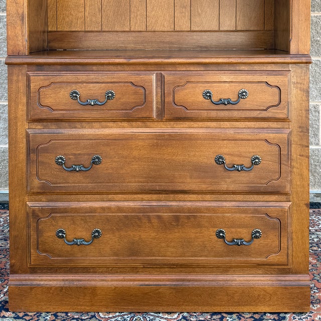 French Country 1990s Ethan Allen Country French Solid Birch 3 Drawer Chest & Bookcase Top in Fruitwood (26-9312 26-9311) For Sale - Image 3 of 15