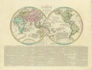 Antique World Map by Lesage, 1823