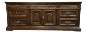 Drexel Heritage Bishopsgate Collection English Tudor Style 80" Triple Door Dresser 122-140-2