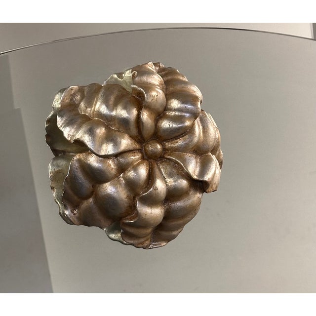 Art Deco Rare Sally Sirkin Lewis for J. Robert Scott Art Deco Round Giltwood Magnolia Mirror For Sale - Image 3 of 5