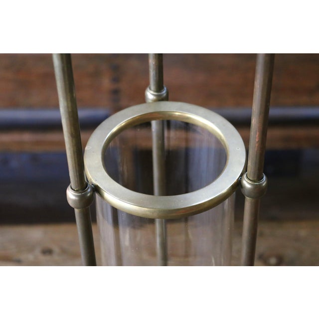 Vintage Pair of Chapman Brass & Glass Hurricane Candle Holders, 1985 For Sale - Image 9 of 18