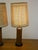 1960s Mid Century Modern Lamp Set Table Light Lighting Gruvwood Walnut Cane Shade Pair For Sale - Image 9 of 11