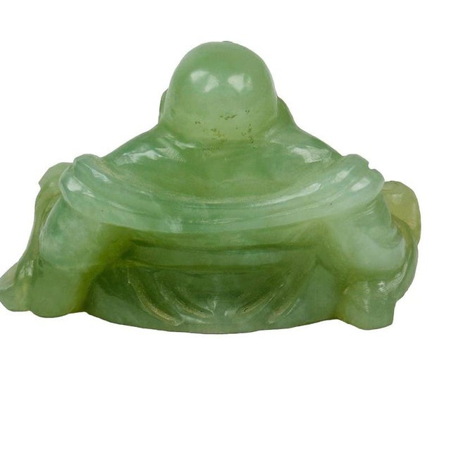2000 - 2009 Chinese Carved Green Jade Maitreya Laughing Buddha Figure For Sale - Image 5 of 15