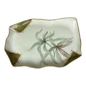 Antique Tressemanes & Vogt Hand-Painted Botanical Porcelain Jewelry Tray, Limoges, France C. Early 1900s