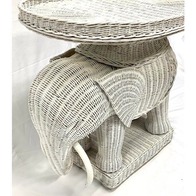 Vintage Wicker Elephant Side Table With Detachable Tray Chairish
