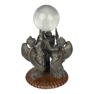 19th Century Silvered & Patinated Bronze Sculpture of an Angels Holding a Sphere