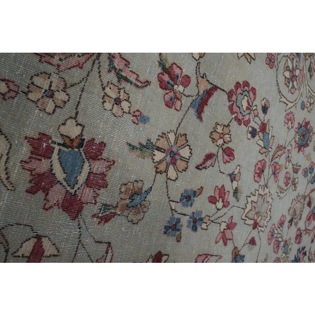 Aqua Early 20th Century Floral Turkish Rug 6'11'' X 9'7'' For Sale - Image 8 of 13