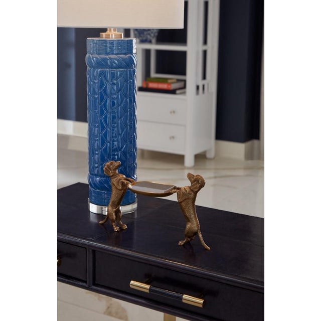 Wildwood Wildwood Brass Dachshund Dogs Holding a Tray For Sale - Image 4 of 6