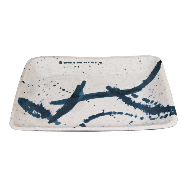 Signed Studio Pottery Abstract Ceramic Tray For Sale
