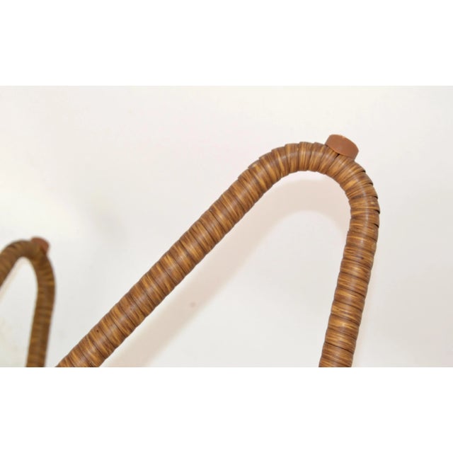 Organic Modern Sculptural 3Legged Stool Wrought Iron HandWoven Cane Bindings Chairish