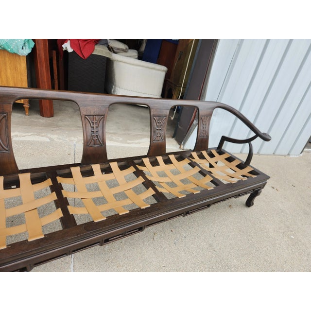 Vintage 1960's Chinoiserie Custom Wood Sofa For Sale - Image 10 of 10