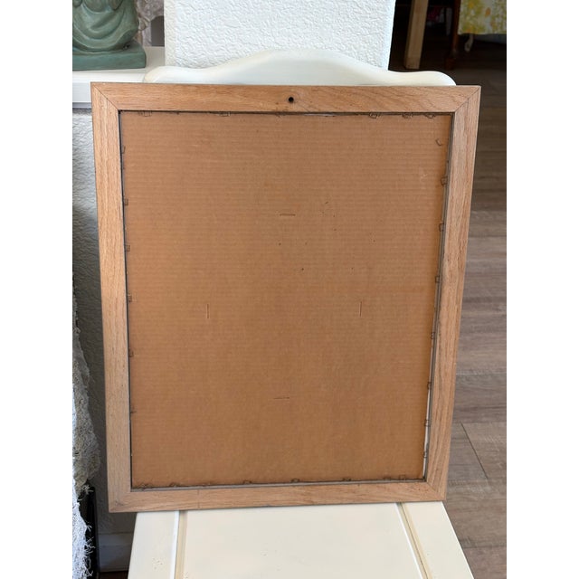 Vintage Midcentury Framed Artisan Portrait of a Handsome Man For Sale - Image 4 of 7
