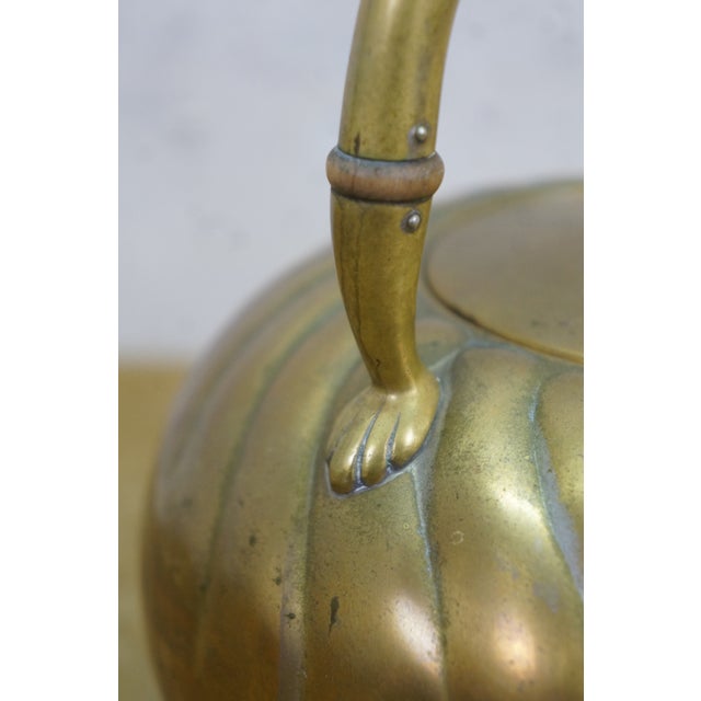 Brass Antique Art Nouveau Secessionist Swirled Brass Tea Coffee Pot Teapot Kettle 9.5" For Sale - Image 8 of 14