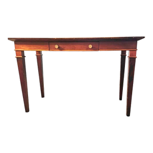 Inlaid Walnut Empire Style Writing Desk or Console Table With a Central Drawer