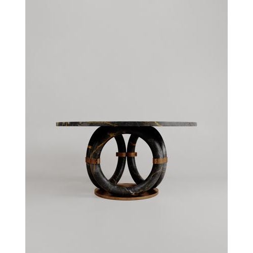 Limited Edition, Round Black Marble Bronze Lilly Dining Table By Esther Knopfler Dimensions: Dia. 150 x H 75 cm. Material:...