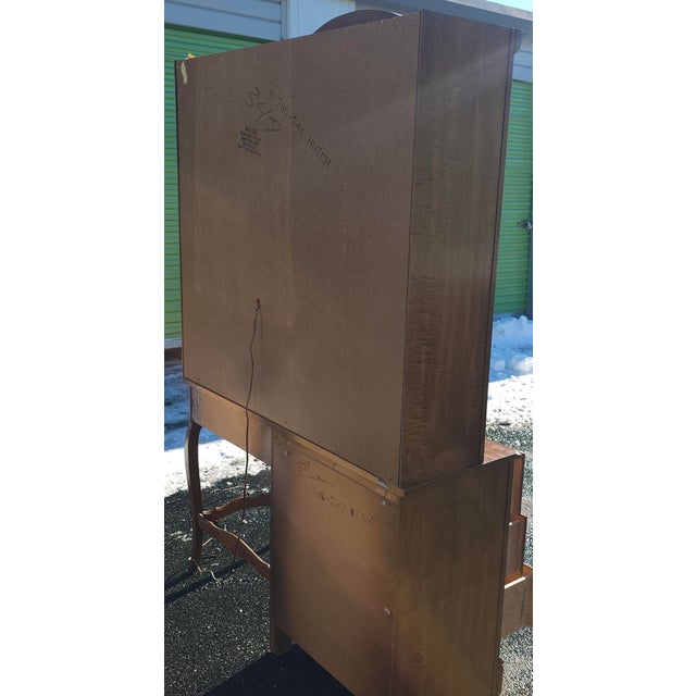 Brown Henry Link Furniture Ornate and Partial Gilt Lighted Hutched Desk For Sale - Image 8 of 12