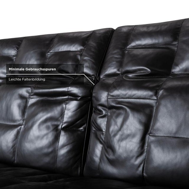 Three-Seater Sofa in Black Leather from de Sede For Sale - Image 11 of 18