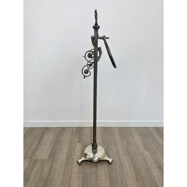 1950s Mid-Century Italian Towel Floor Holder Rack in Solid Silver Brass, 1950s For Sale - Image 5 of 14