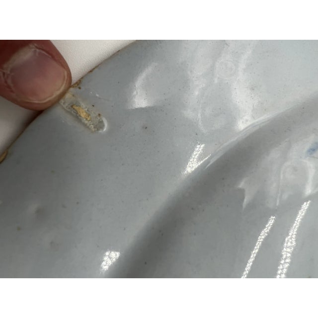 Antique Tin Glazed Earthenware Delft Blue Decorated Plate, English, Circa 1750's For Sale - Image 11 of 12