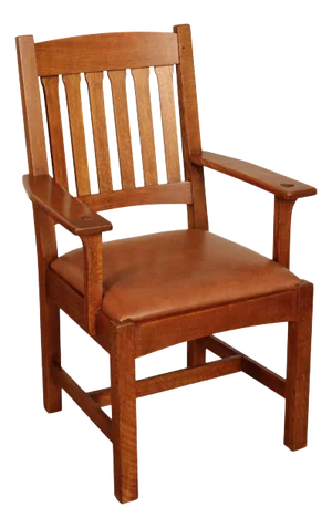 Stickley Mission Collection Oak and Leather Cottage Armchair