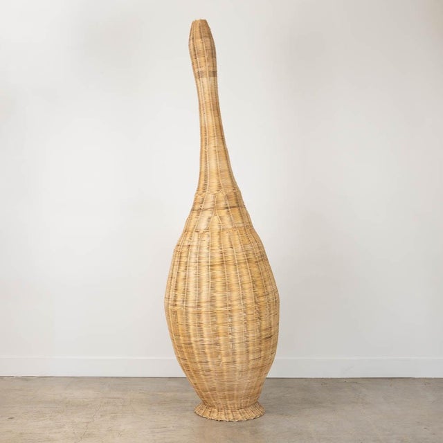 Extra Large 1980s Sculptural Wicker Floor Lamp, France For Sale - Image 4 of 10