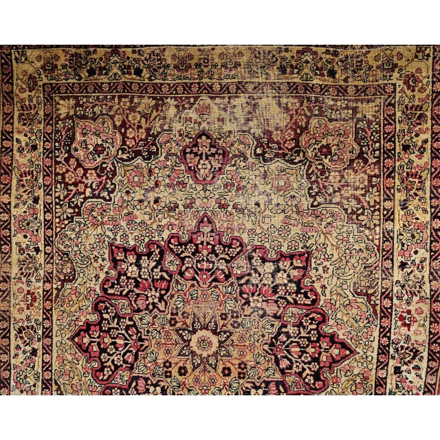 Textile 19th Century Kerman Lavar Rug, Hand-Knotted Wool, Floral Pattern. Red & Ivory, 4x6 For Sale - Image 7 of 14