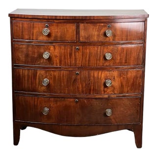 Antique George III Mahogany Bowfront Chest on French Feet C. Late 18th Century For Sale