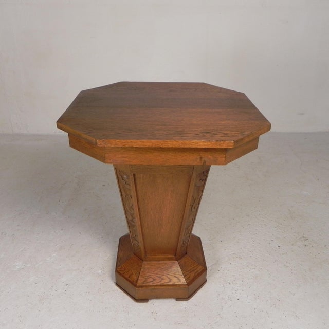 Art Deco Octagonal Oak Side Table, 1930s For Sale - Image 9 of 18