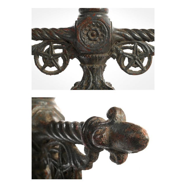 19th Century Crucifix Candle in Cast Iron For Sale - Image 3 of 4