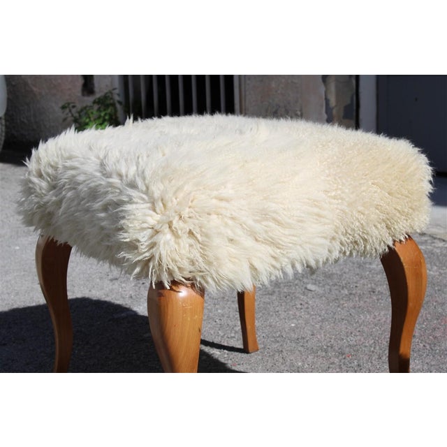 Stools in Walnut and Sheep's Wool, 1970, Set of 2 For Sale - Image 6 of 13