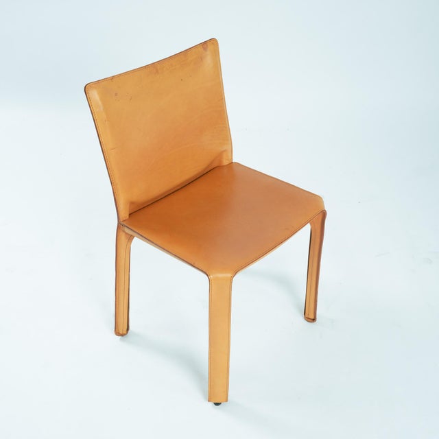 Model 412 CAB Dining Chairs in Cognac Leather by Mario Bellini for Cassina, 1990s, Set of 6 For Sale - Image 13 of 18