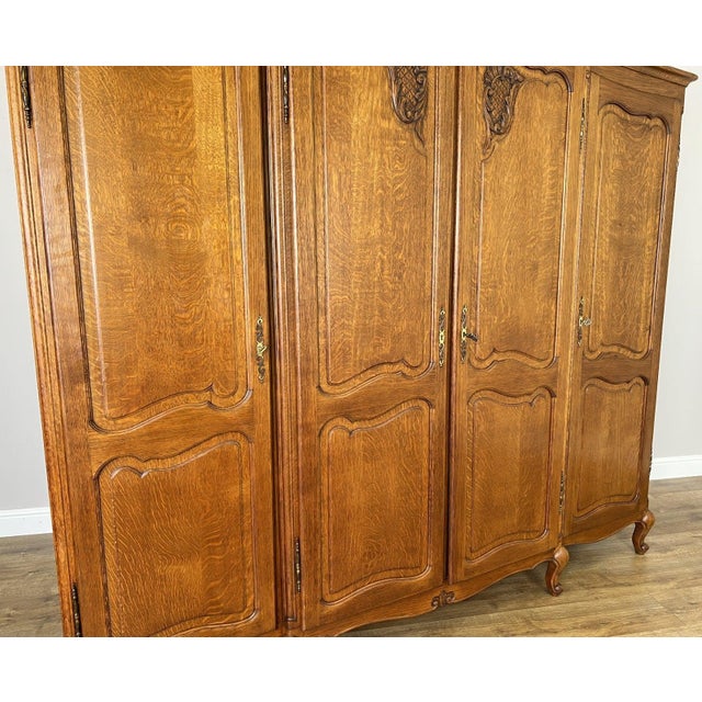 Vintage French Louis XVI Style Wardrobe in Oak For Sale - Image 10 of 12
