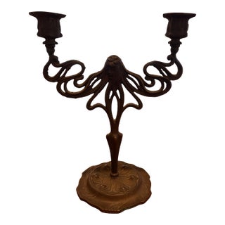 Early 20th Century Art Nouveau Floral Two-Light Candelabrum For Sale