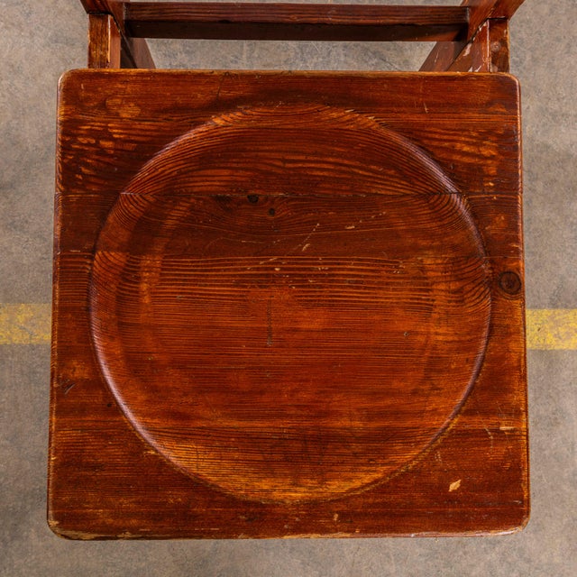 Wood Mid-Century Pitch Pine Cube Dining Chairs, 1950s, Set of 6 For Sale - Image 7 of 10