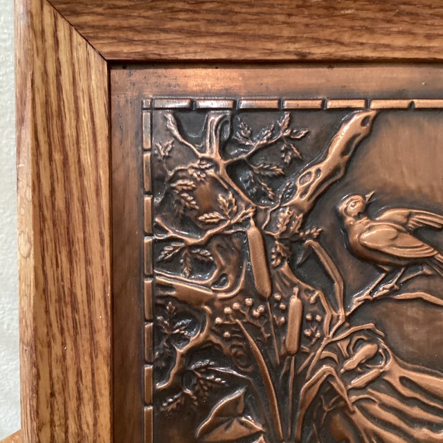 Vintage Copper Embossed Wall Hanging Art Plaque Bird Albert Gilles Signed Chairish