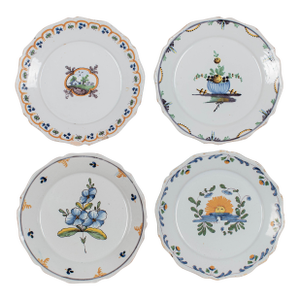18th Century French Faience Plates Set of 4