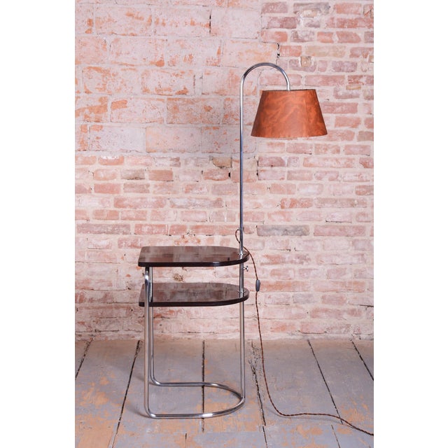Bauhaus Floor Lamp in Chrome and Oak from Thonet, Czech, 1930s For Sale - Image 9 of 16