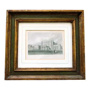 Circa 1836 Framed Original English Watercolor Engraving/Gliding