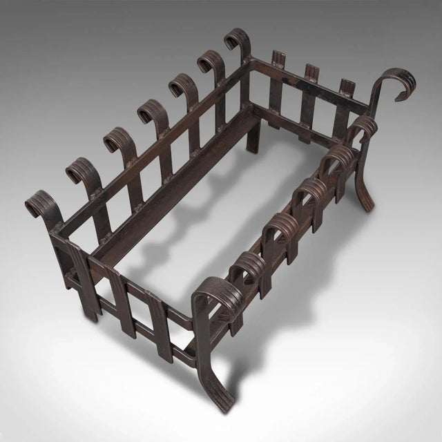 1950s Vintage Fire Basket, English, Iron, Fireplace, Gothic Revival, Mid Century, 1950 For Sale - Image 9 of 10