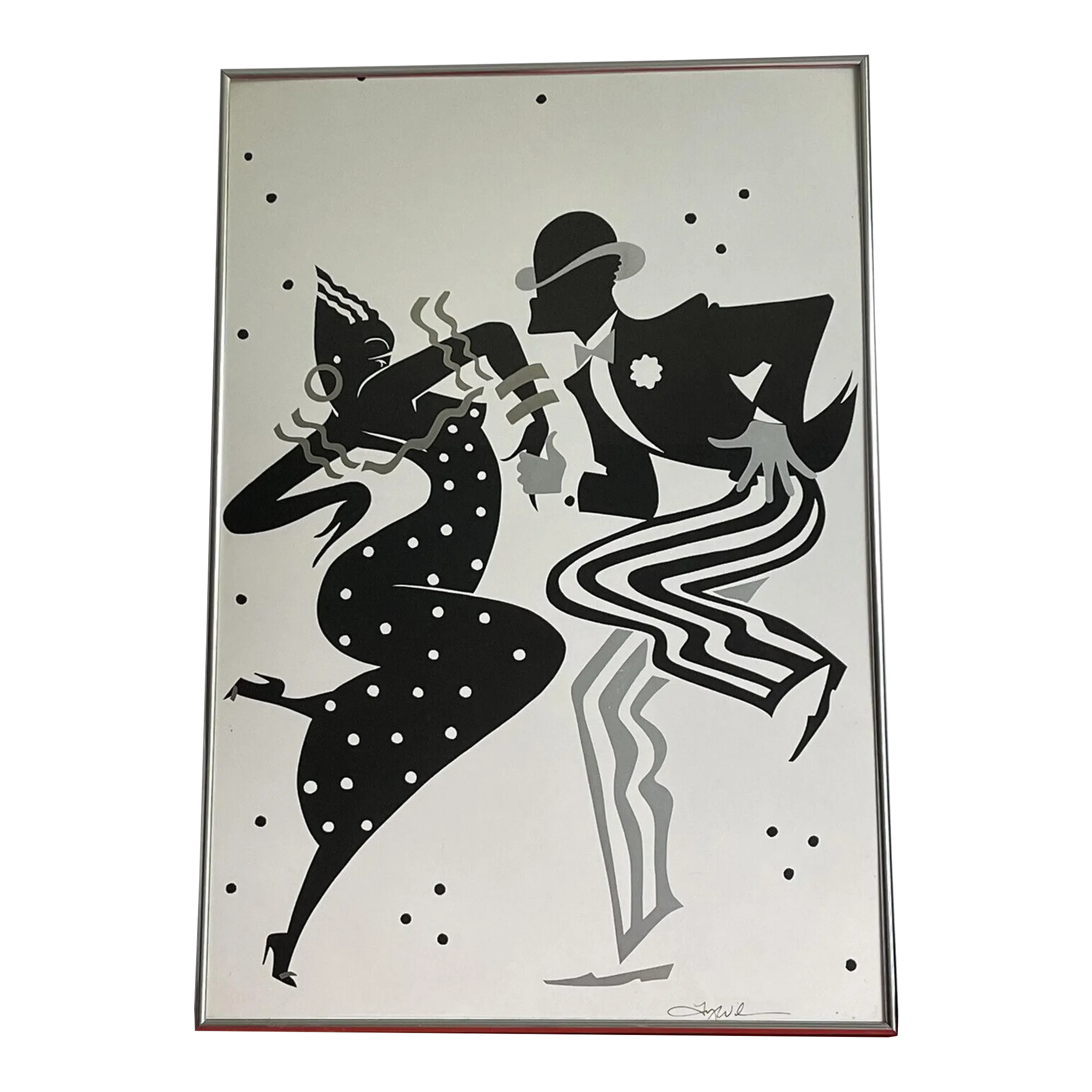 Retro 1980s Ty Wilson Rhythm Signed Harlem Art Deco Foil Serigraph