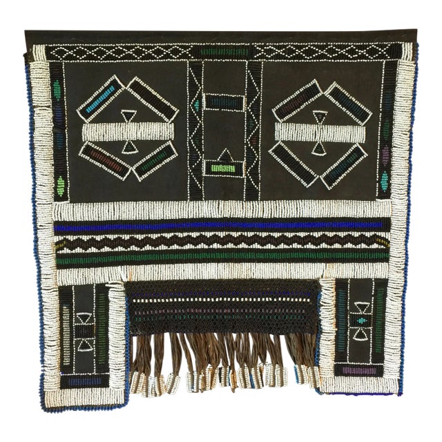 Vintage South African Ndebele Leather Beaded Wedding Mapoto For Sale