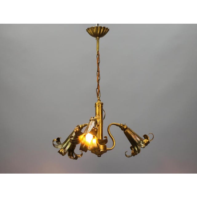1970s Gilt Metal Three-Light Chandelier by Hans Kögl, 1970s For Sale - Image 5 of 18
