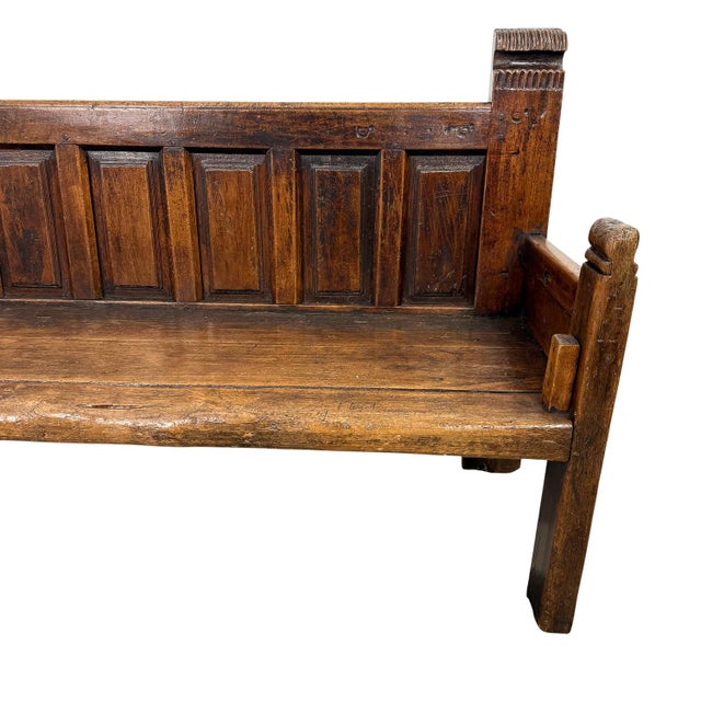 Antique Traditional Spanish Oak Bench For Sale - Image 5 of 18