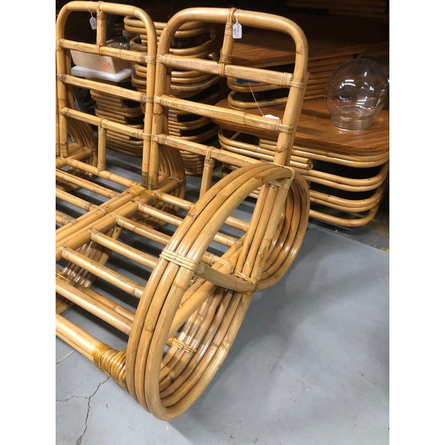 Wood Restored Mid-Century Rattan 3-Strand Full Pretzel 3-Seat Sectional Sofa For Sale - Image 7 of 7